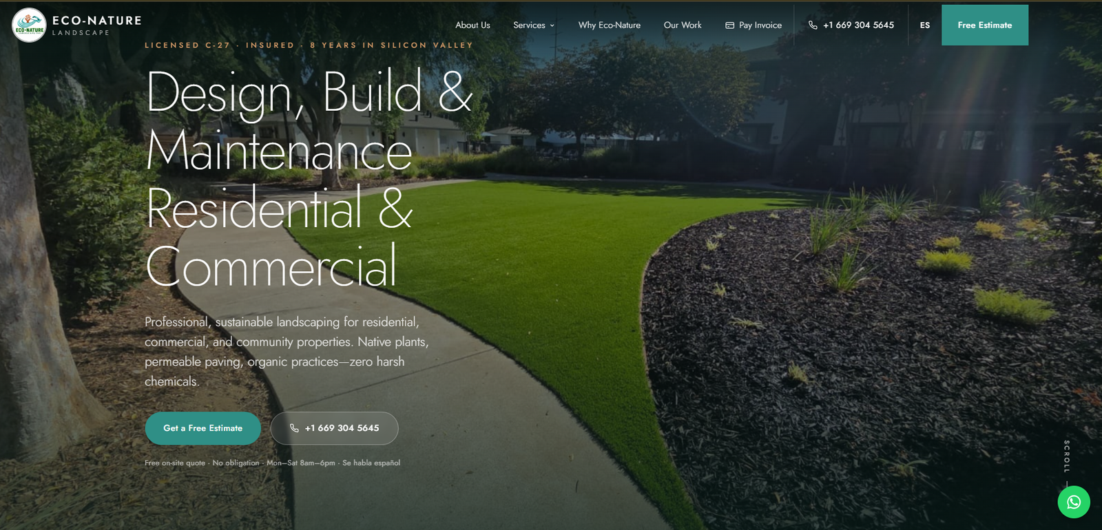 Captura del sitio web de Eco-Nature Landscape