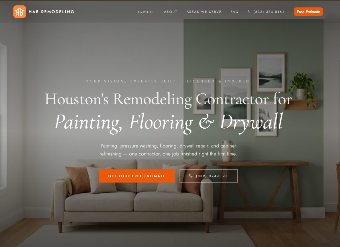 Captura del sitio web de HAB Remodeling