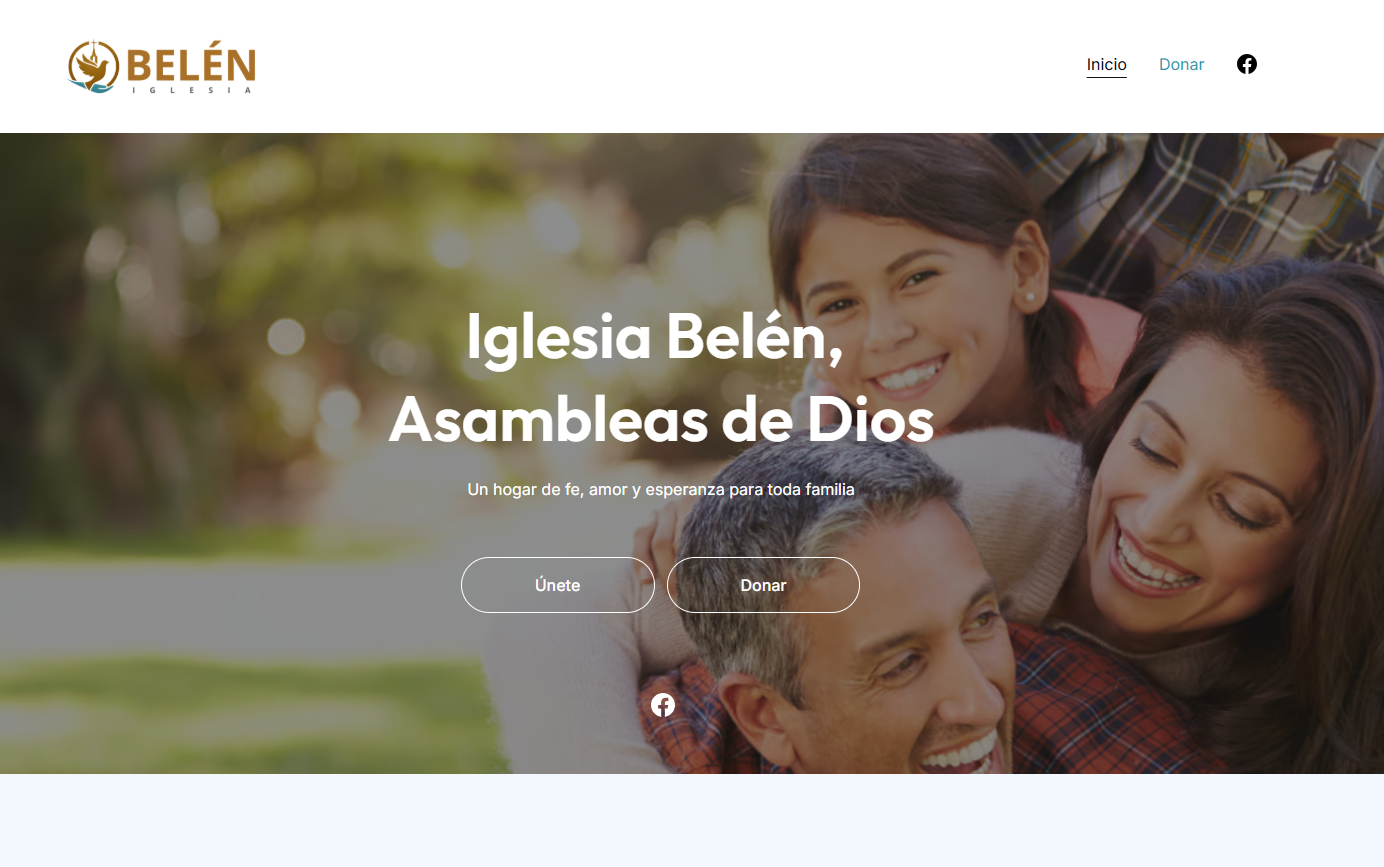Captura del sitio web de Iglesia Belén