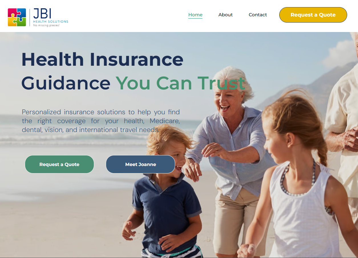 Captura del sitio web de JB Health Solutions